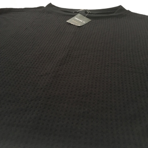 NWT FOREVER 21 Waffle Knit Batwing Sweater Top Small Black - Picture 10 of 12
